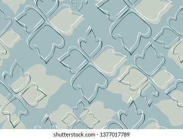 Floral seamless pattern blue leaves background. Abstract vector wallpaper