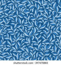 Floral seamless pattern with blue leaves.   Perfect for wallpapers, wrapping papers, textile, pattern fills, gift paper, spring and summer greeting cards