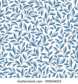 Floral seamless pattern with blue leaves.   Perfect for wallpapers, wrapping papers, textile, pattern fills, gift paper, spring and summer greeting cards
