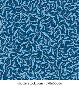 Floral seamless pattern with blue leaves.   Perfect for wallpapers, wrapping papers, textile, pattern fills, gift paper, spring and summer greeting cards