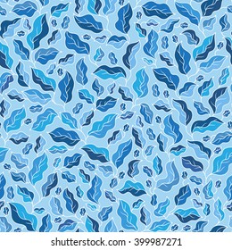 Floral seamless pattern with blue leaves. Perfect for wallpapers, wrapping papers, textile, pattern fills, gift paper, spring and summer greeting cards