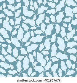 Floral seamless pattern with blue leaves. Perfect for wallpapers, wrapping papers, textile, pattern fills, gift paper, spring and summer greeting cards
