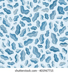 Floral seamless pattern with blue leaves. Perfect for wallpapers, wrapping papers, textile, pattern fills, gift paper, spring and summer greeting cards
