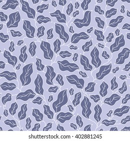 Floral seamless pattern with blue leaves. Perfect for wallpapers, wrapping papers, textile, pattern fills, gift paper, spring and summer greeting cards
