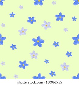 Floral Seamless Pattern. Blue, Pink and Violet Forget-me-not. Print Design. Flowers on Green Background. Good For Web, Textile, wrapping or digital paper.