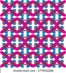 Floral seamless pattern, blue, pink and orange  on white background 100% vector 