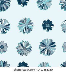 Floral seamless pattern - blue repeat Background with cute Flowers, great for Banners, Backgrounds, Textiles or Wallpapers