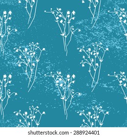 Floral seamless pattern. Blue retro vintage vector background. 