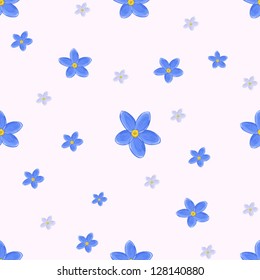 Floral Seamless Pattern. Blue and Violet Forget-me-not. 