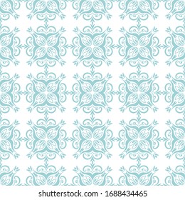 Floral seamless pattern. Blue and white background. Vector illustration