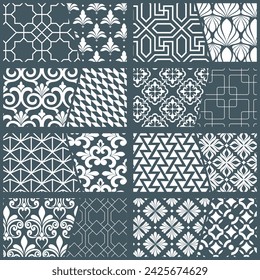 Floral seamless pattern. Blue and white. Modern stylish texture. Vector background