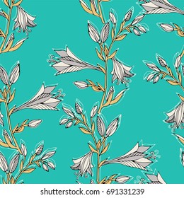 Floral seamless pattern with bluebell.