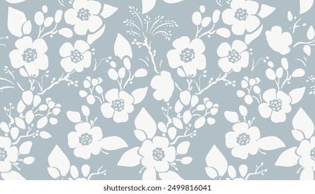 Patrón floral sin fisuras. Fondo de pantalla botánico. Plantas, flores de fondo. Fondo de pantalla vintage de la naturaleza dibujado. Diseño para la tela, materia textil, Fondo de pantalla