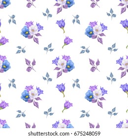 Floral seamless pattern with  bouquets of flowers.  Vector hand drawn background  for textile, print, wallpapers, wrapping.