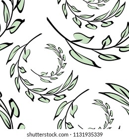 Floral seamless pattern. Branch with leaves ornament.