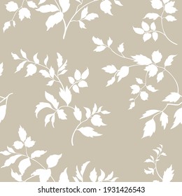 Floral seamless pattern. Branch with leaves ornament. Flourish nature garden textured background