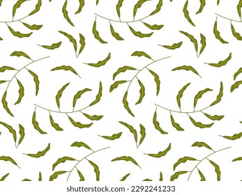 Floral seamless pattern. Branch with leaves ornamental texture. Repeated Flat vector illustration sketch for wallpaper, textile, wrapping, scrapbooking. Floral seamless pattern. Nature leaves