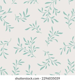 Floral seamless pattern. Branch with leaves ornamental texture. Flourish nature summer garden textured background