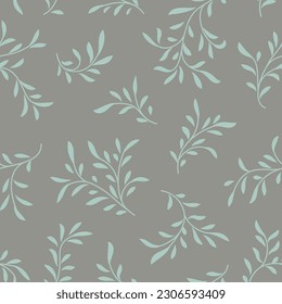 Floral seamless pattern. Branch with leaves ornamental texture. Flourish nature summer garden textured background