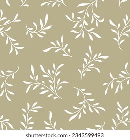 Floral seamless pattern. Branch with leaves ornamental texture. Flourish nature summer garden textured background