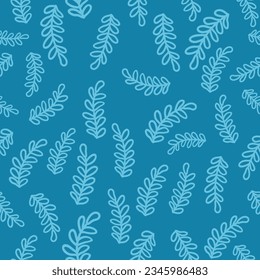 Floral seamless pattern. Branch with leaves ornamental texture. Flourish nature summer garden textured background