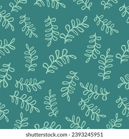 Floral seamless pattern. Branch with leaves ornamental texture. Flourish nature summer garden textured background