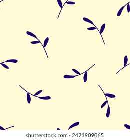 Floral seamless pattern. Branch with leaves ornamental texture. Flourish nature summer garden textured background.