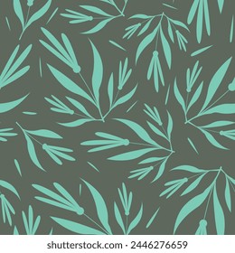 Patrón floral sin costuras. Rama con hojas de textura ornamental. Flourish naturaleza jardín de verano fondo texturizado