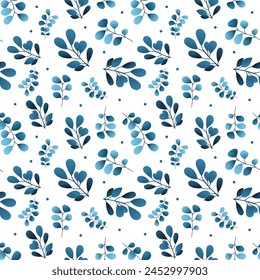 Nahtloses Blumenmuster. Zweig mit Blättern und ornamentaler Textur. Blühende Natur Sommergarten strukturierter Hintergrund