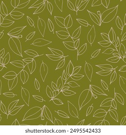 Patrón floral sin fisuras. Rama con hojas de textura ornamental. Florecer naturaleza jardín de verano texturizado de fondo
