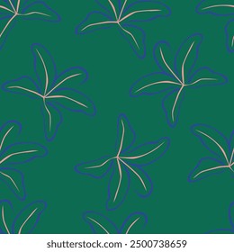 Floral seamless pattern. Branch with leaves ornamental background.