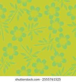 Floral seamless pattern. Branch with leaves ornamental background.