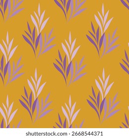 Floral seamless pattern. Branch with leaves ornamental background.