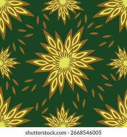 Floral seamless pattern. Branch with leaves ornamental background.