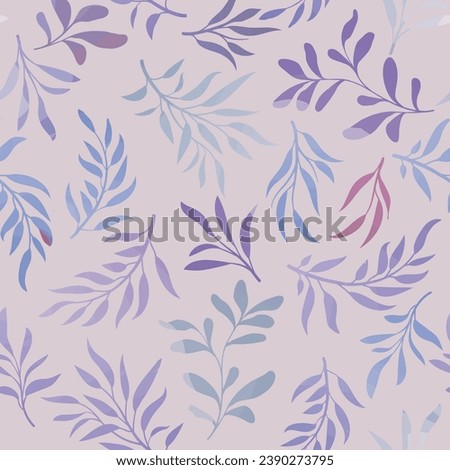 Floral seamless pattern. Branch with leaves gentle autumnal texture. Flourish nature summer garden textured leaves background
