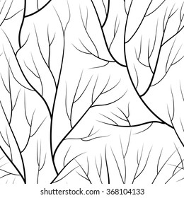 Floral seamless pattern. Branch without leaves tiled background. Winter trees vector illustration 