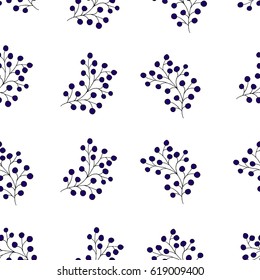 Floral seamless pattern with branches and berries. Simple and clean design. Great for textile, wrapping paper. 