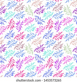 floral seamless pattern of branches with leaves