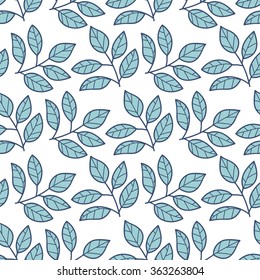 Floral seamless pattern with branches and leaves. Vector illustration.