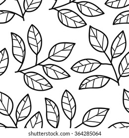 Floral seamless pattern with branches and leaves. Vector illustration.