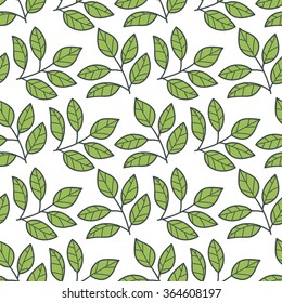 Floral seamless pattern with branches and leaves. Vector illustration.