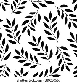Floral seamless pattern with branches and leaves. Vector illustration.