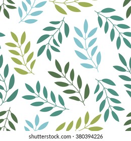 Floral seamless pattern with branches and leaves. Vector illustration.