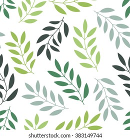 Floral seamless pattern with branches and leaves. Vector illustration.