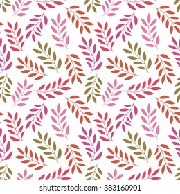 Floral seamless pattern with branches and leaves. Vector illustration.