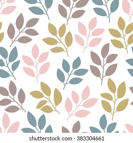 Floral seamless pattern with branches and leaves. Vector illustration.