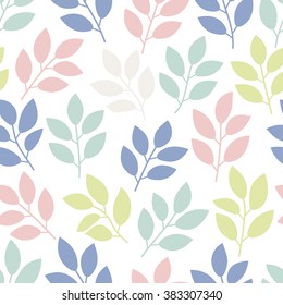 Floral seamless pattern with branches and leaves. Vector illustration.