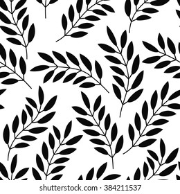 Floral seamless pattern with branches and leaves. Vector illustration.