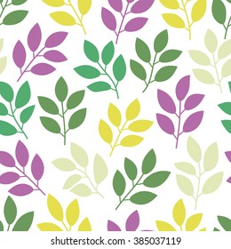 Floral seamless pattern with branches and leaves. Vector illustration.