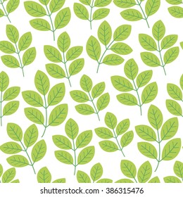 Floral seamless pattern with branches and leaves. Vector illustration.